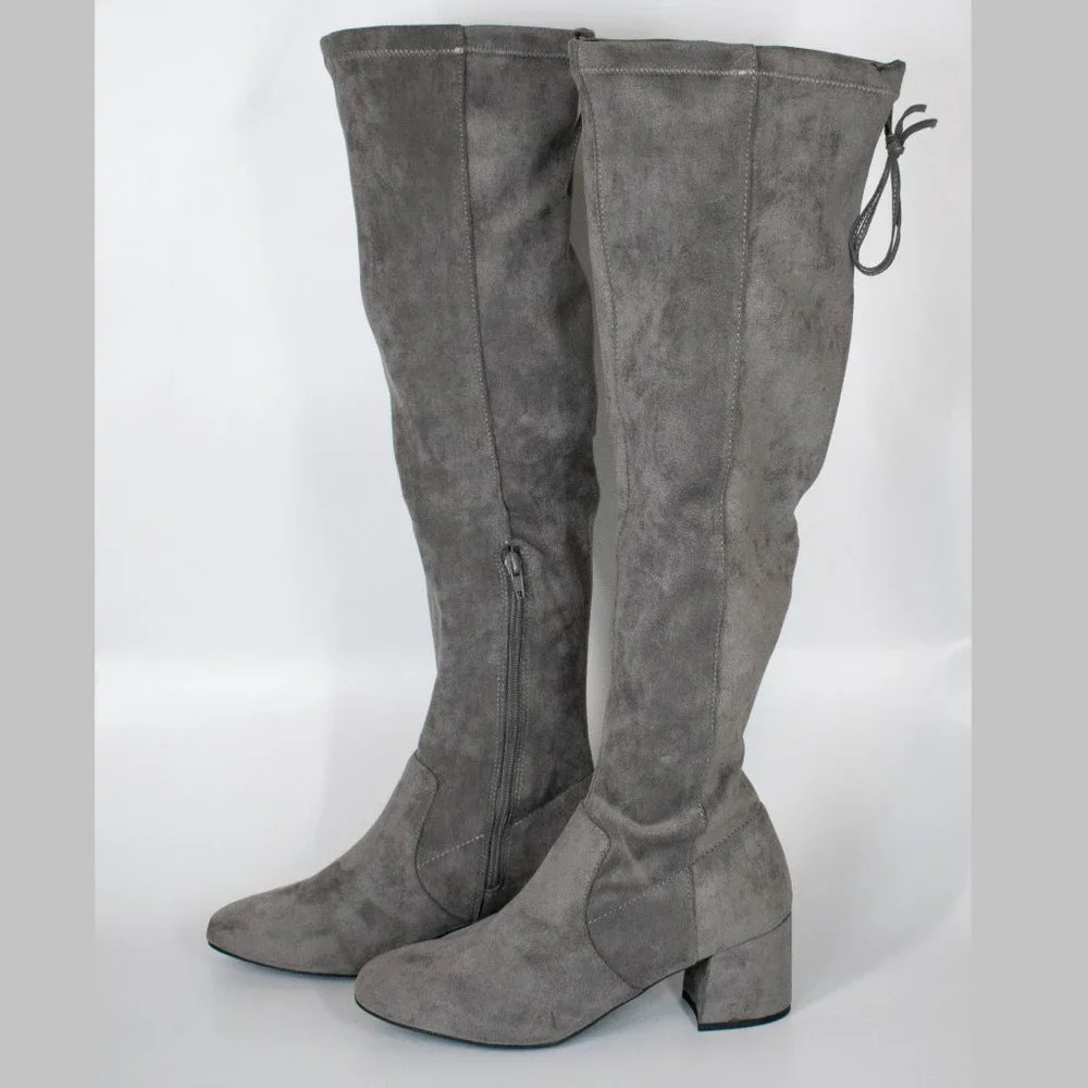 Sugar‎ Women's Gray Cushioned Ollie Almond Toe Block Heel Boots